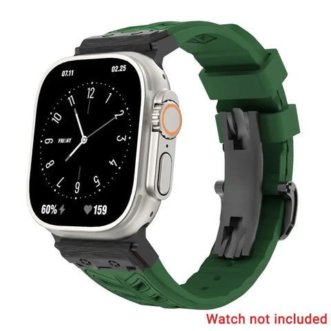 Fluoro rubber Folding Buckle Strap for Apple Watch Watch Band - 14 Colors - 