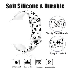 Silicone Dog Paw Print Apple Watch Band - 8 color options 38mm- 49mm Axios Bands