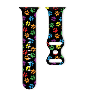 Silicone Dog Paw Print Apple Watch Band - 8 color options 38mm- 49mm Axios Bands