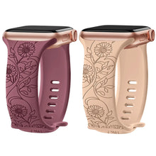 Load image into Gallery viewer, Silicone Floral Engraved Apple Watch Bands - 9 color options 38mm - 49mm Axios Bands
