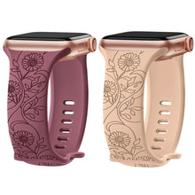 Load image into Gallery viewer, Silicone Floral Engraved Apple Watch Bands - 9 color options 38mm - 49mm Axios Bands