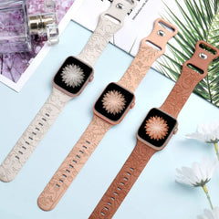 Silicone Floral Engraved Apple Watch Bands - 9 color options 38mm - 49mm - 