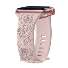 Load image into Gallery viewer, Silicone Floral Engraved Apple Watch Bands - 9 color options 38mm - 49mm Axios Bands