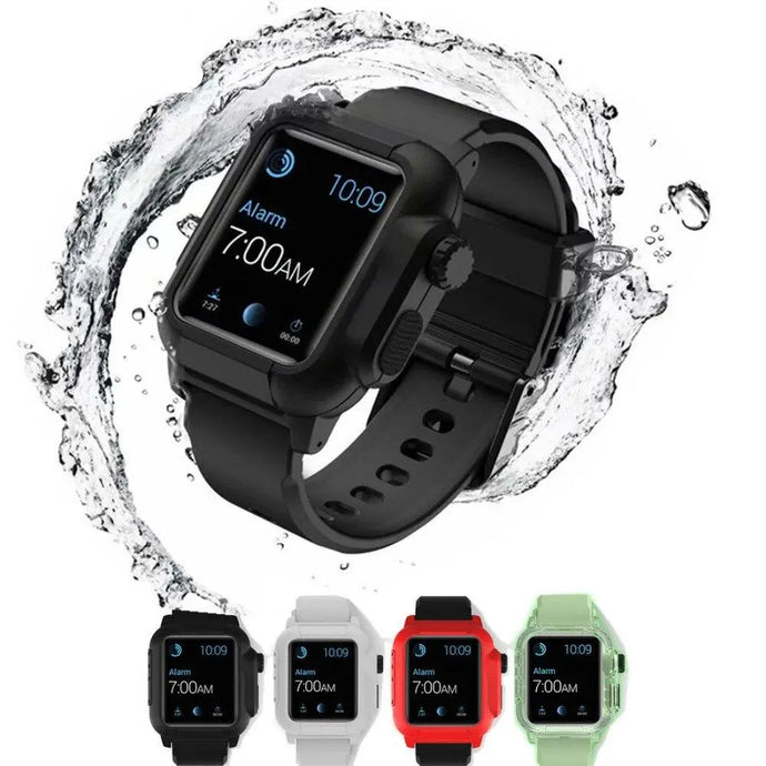 Silicone Waterproof Apple Watch Bands + Case - 16 color options 38mm - 45mm Axios Bands