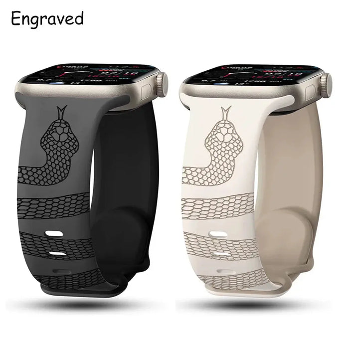 Snake Engraved Silicone Sport Strap for Apple Watch Band - 5 Colors Axios Bands