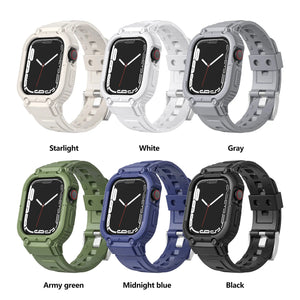 Sport Rubber Strap  with Transparent Armor Case for Apple Watch Band - 6 colors Axios Bands