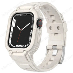 Sport Rubber Strap  with Transparent Armor Case for Apple Watch Band - 6 colors - 