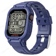 Sport Rubber Strap  with Transparent Armor Case for Apple Watch Band - 6 colors - 