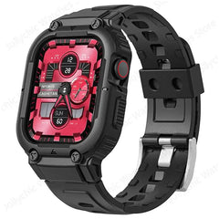 Sport Rubber Strap  with Transparent Armor Case for Apple Watch Band - 6 colors - 