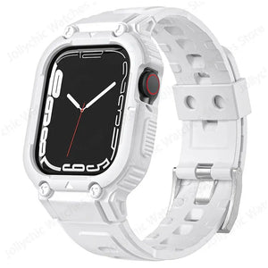 Sport Rubber Strap  with Transparent Armor Case for Apple Watch Band - 6 colors Axios Bands