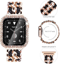 Load image into Gallery viewer, Stainless Steel Metal &amp; Leather Apple Watch Bands + CASE - 6 color options 38mm - 45mm Axios Bands
