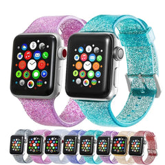 Transparent Glitter Silicone Apple Watch Bands - 8 color options 38mm - 49mm - 