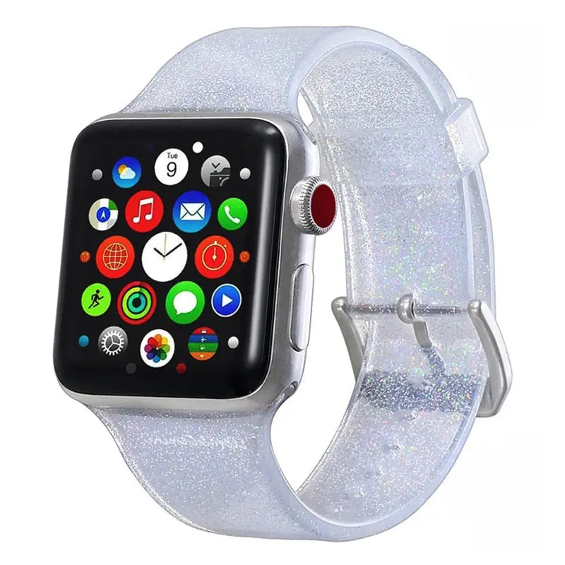 Transparent Glitter Silicone Apple Watch Bands - 8 color options 38mm - 49mm Axios Bands