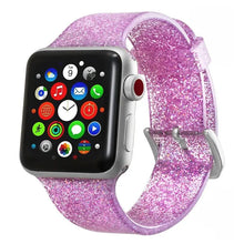 Load image into Gallery viewer, Transparent Glitter Silicone Apple Watch Bands - 8 color options 38mm - 49mm Axios Bands
