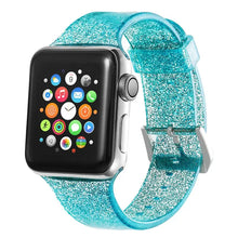Load image into Gallery viewer, Transparent Glitter Silicone Apple Watch Bands - 8 color options 38mm - 49mm Axios Bands
