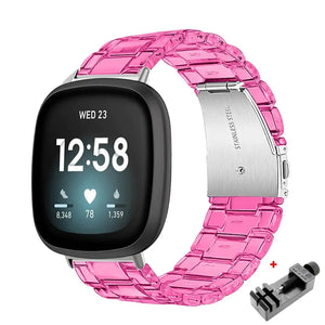 Transparent Resin Fitbit Band For Versa 3 / 4 - Sense 1 / 2  - 10 color options Axios Bands