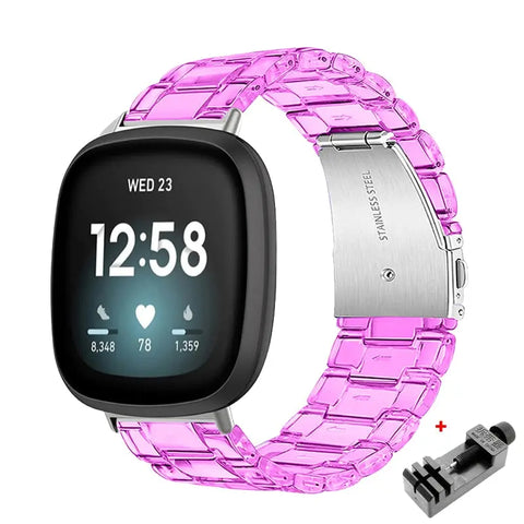 Transparent Resin Fitbit Band For Versa 3 / 4 - Sense 1 / 2 - 10 color options -