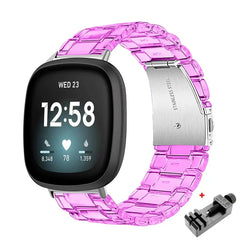 Transparent Resin Fitbit Band For Versa 3 / 4 - Sense 1 / 2  - 10 color options - 