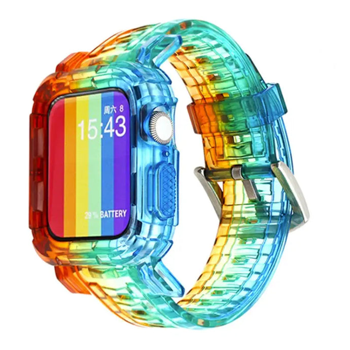 Transparent Silicone Case + Strap for Apple Watch Band - 26 Colors Axios Bands