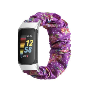 Chicwrist - Elastic Scrunchie Fitbit Band For Charge 5 - 80 Color Options
